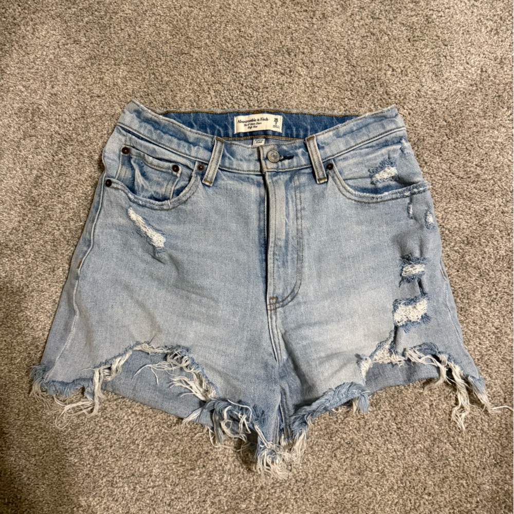 Abercrombie & Fitch Frayed Light Blue Jean Shorts